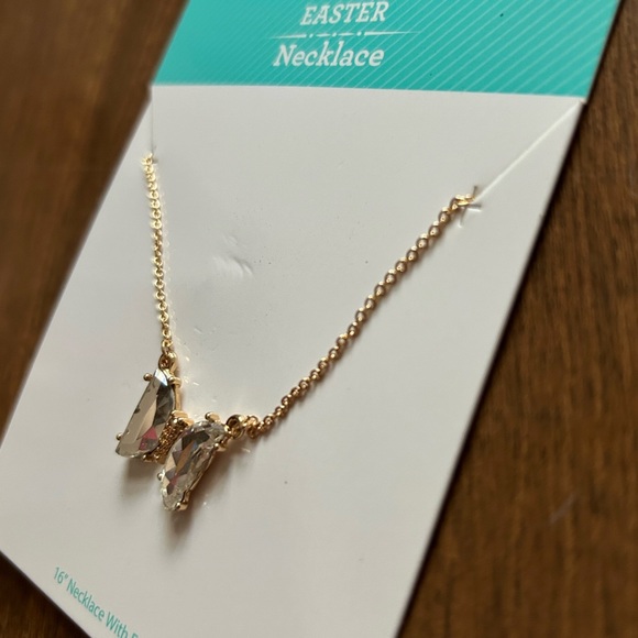 Gold and Silver bow butterfly ‎ Necklace - Picture 5 of 8